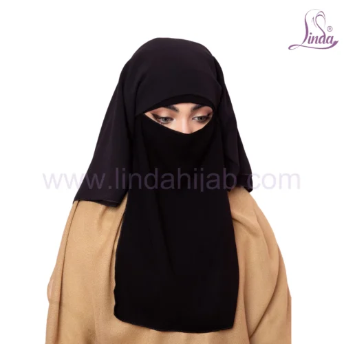 Long Layered Islamic Niqab for Women - Black Modest Style - Image 2
