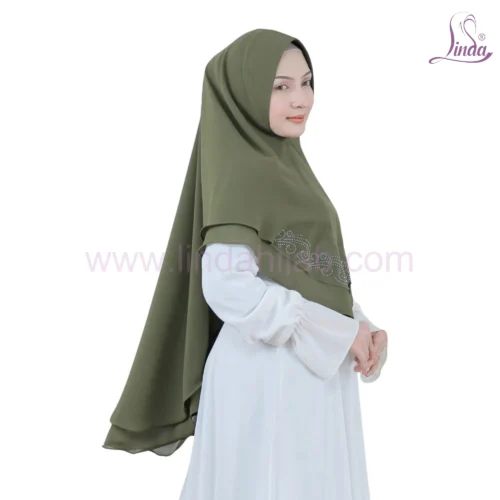 Chic Olive Green Modest Hijab for Girls - Elegant & Simple - Image 2