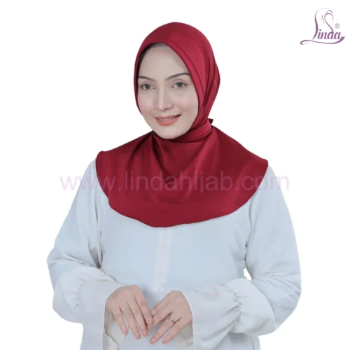 Elegant Solid Deep Red Tie Back Hijab for Girls - Image 2