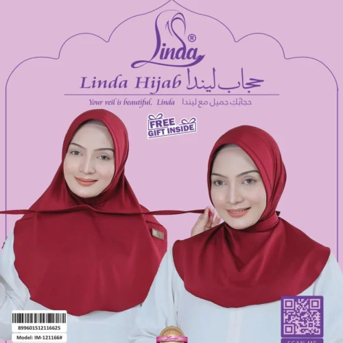 Elegant Solid Deep Red Tie Back Hijab for Girls - Image 5