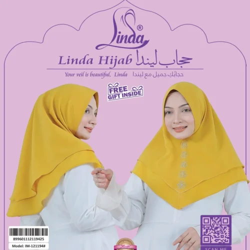 Vibrant Yellow Layered Hijab for Girls - Bright & Stylish - Image 4