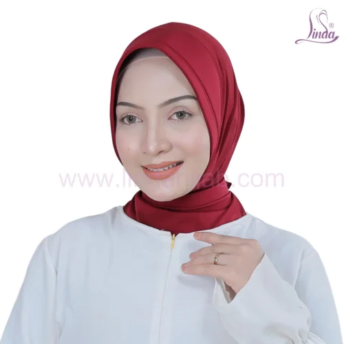 Elegant Solid Deep Red Tie Back Hijab for Girls - Image 3