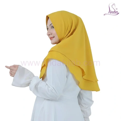 Vibrant Yellow Layered Hijab for Girls - Bright & Stylish - Image 2