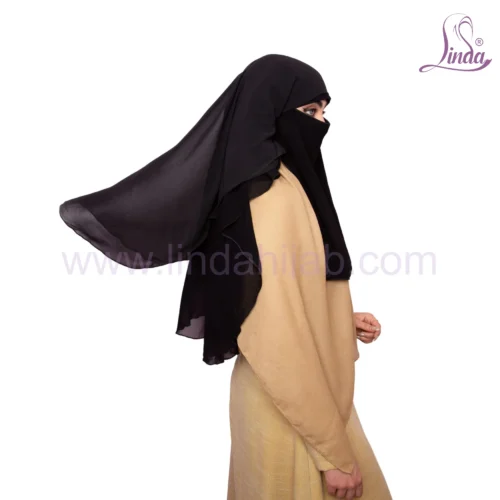 Long Layered Islamic Niqab for Women - Black Modest Style - Image 3