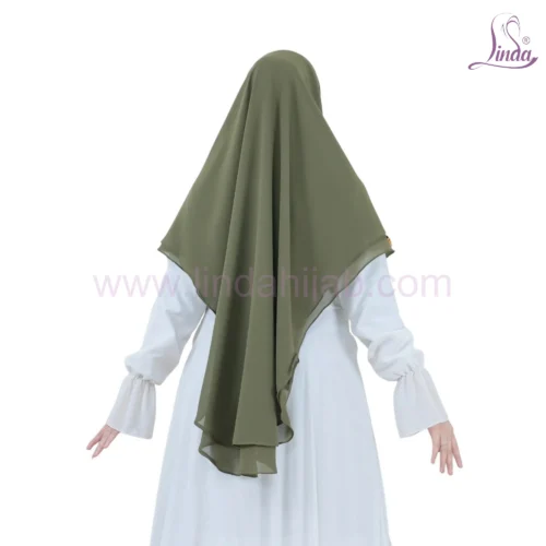 Chic Olive Green Modest Hijab for Girls - Elegant & Simple - Image 3