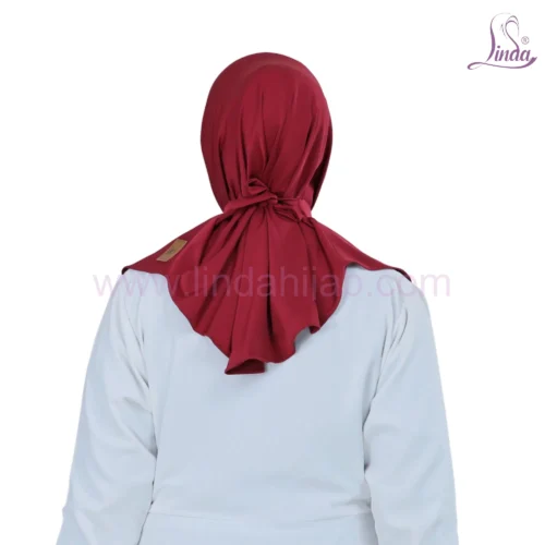 Elegant Solid Deep Red Tie Back Hijab for Girls - Image 4