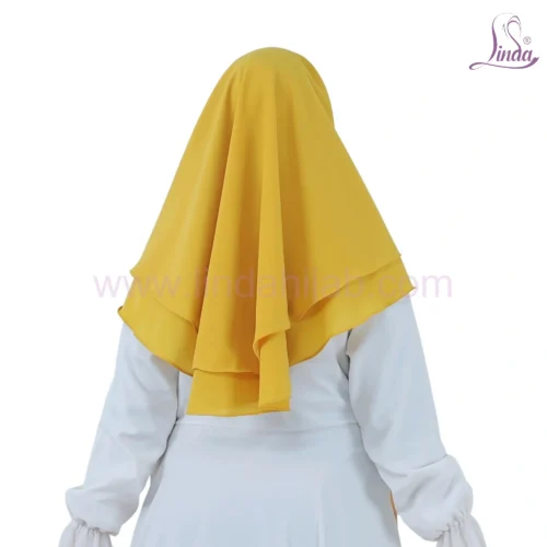 Vibrant Yellow Layered Hijab for Girls - Bright & Stylish - Image 3