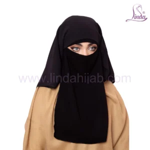 Long Layered Islamic Niqab for Women - Black Modest Style
