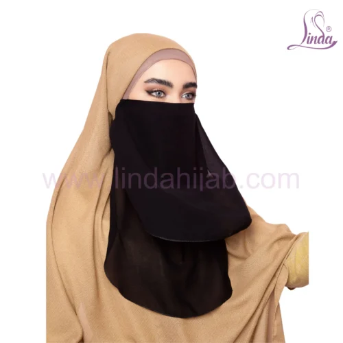 Black Two Layer Islamic Niqab for Women - Soft & Breathable - Image 2