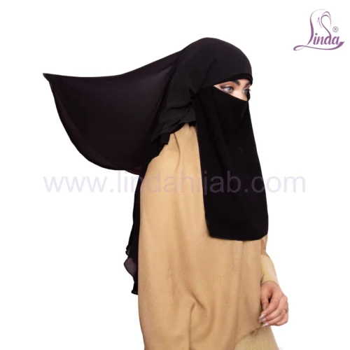 Long Layered Islamic Niqab for Women - Black Modest Style - Image 6