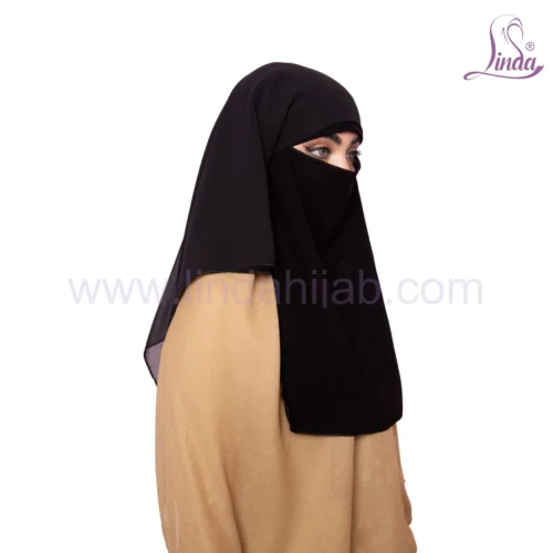 Long Layered Islamic Niqab for Women - Black Modest Style - Image 5