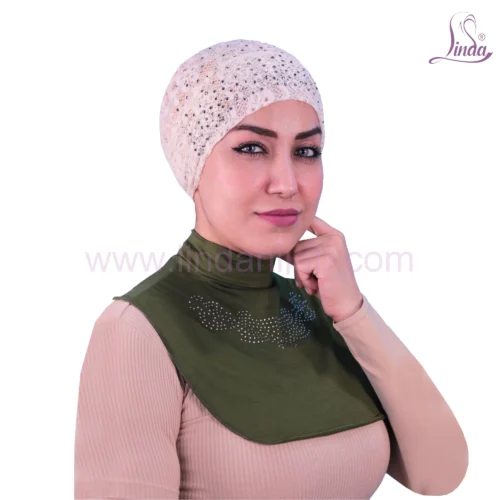 LADIES PLAIN COTTON WITH STONE NECK COVER - OLIVE - Image 2