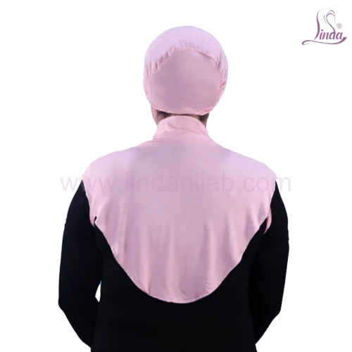 LADIES COTTON PLAINE NECK COVER & CAP - LIGHT PINK - Image 2