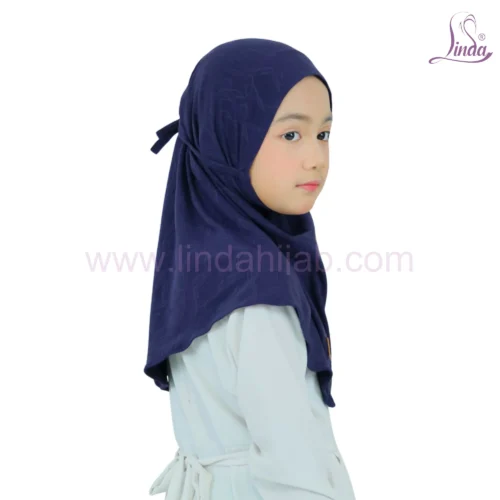 Elegant Navy Blue Hijab for Kids - Soft, Stylish & Comfortable Wear - Image 2