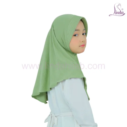 Decent Light Green Hijab for Kids – Soft, Modest & Comfortable Wear - Image 2