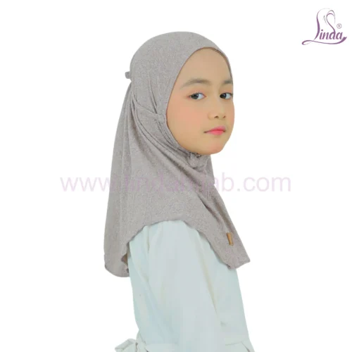 Modest Heather Taupe Hijab for Kids – Soft, Elegant & Comfortable Wear - Image 2