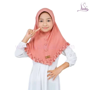 Peach Pleated Hijab for Kids – Soft & Stylish Wear
