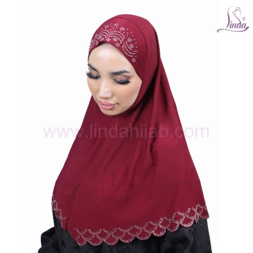 LADIES SCALLOPED EDGE RAYON WITH STONE DESIGN - Image 1