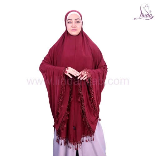 LADIES RAYON ONE PC HIJAB WITH LACE TRIM AND TASSEL DETAILING - Image 2