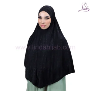 LADIES RAYON ONE PC HIJAB WITH EMBELLISHED CAP IN BLACK