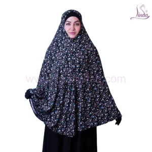 Floral Printed Black Khimar for Modest Elegance