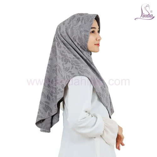 Grey Floral Print Modesty Hijab for Girls – Elegant & Soft - Image 2