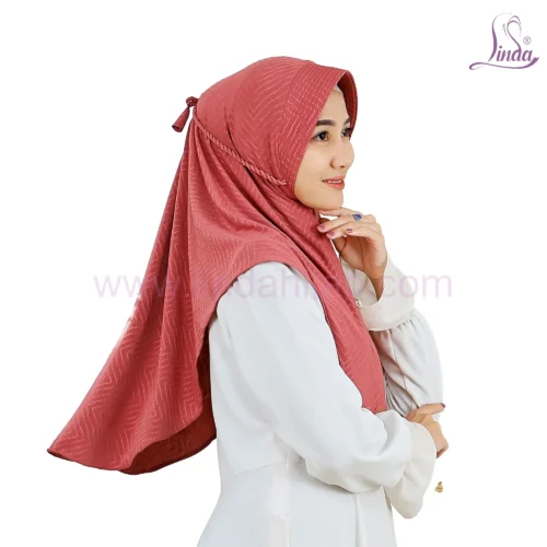 CHIC CHEVRON PTD JERSEY JAGUAR HIJAB – CORAL PINK - Image 1