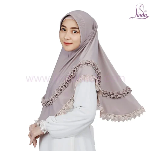 Ribbed Taupe Instant Hijab for Girls – Soft & Elegant Wear - Image 2