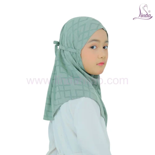 Luxury Green Hijab for Kids – Soft, Elegant & Comfortable Wear - Image 2