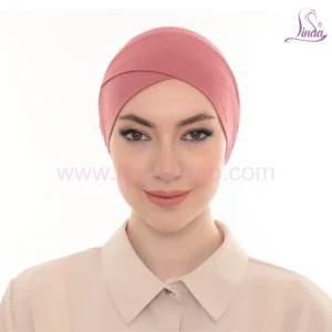Stylish Dusty Rose Crossover Turban Cap – Soft & Chic