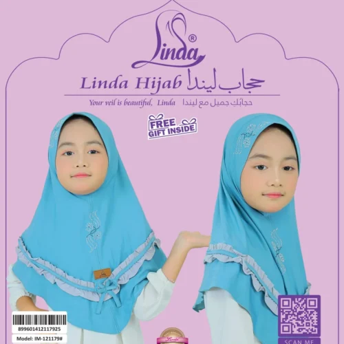 Charming Aqua Ruffled Hijab for Kids – Soft, Stylish & Comfortable Wear - Image 4