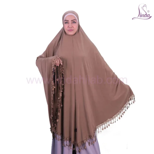 LADIES RAYON ONE PC HIJAB WITH LACE TRIM AND TASSEL DETAILING - Image 14