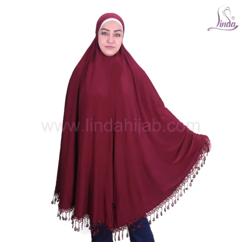 LADIES RAYON ONE PC HIJAB WITH LACE TRIM AND TASSEL DETAILING - Image 16