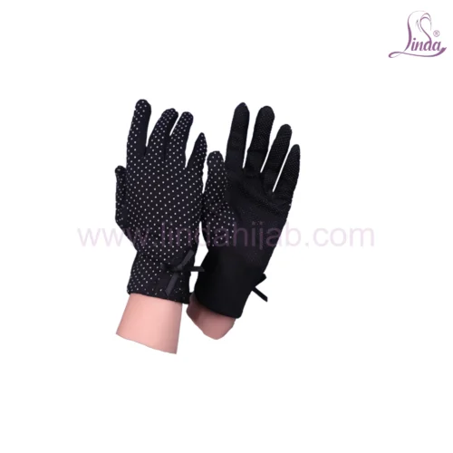 Linda Ladies Cotton Printed Gloves - Polka Dot Design - UV Protection Gloves - Image 2