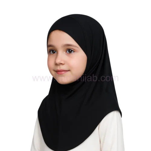 Classic Black Kids Hijab – Comfortable & Easy Wear - Image 2