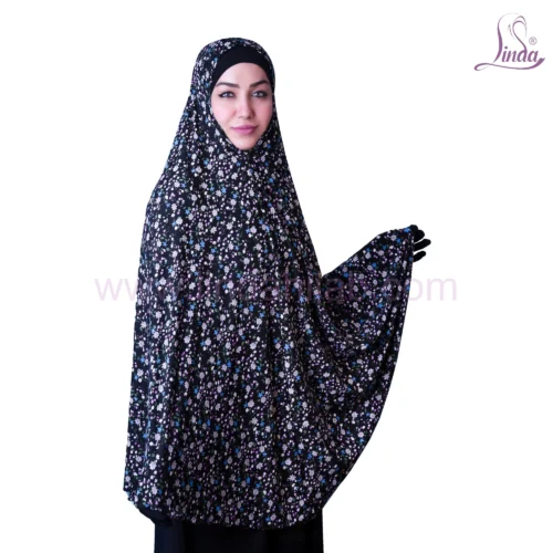 Floral Printed Black Khimar for Modest Elegance - Image 2