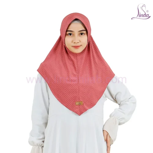 CHIC CHEVRON PTD JERSEY JAGUAR HIJAB – CORAL PINK - Image 2