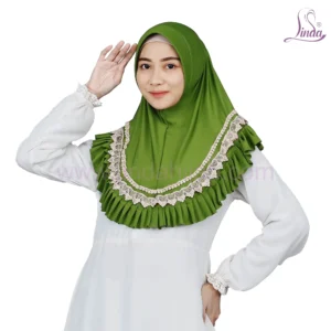 Vibrant Green Ruffled and Lace Hijab – Modest Fashion