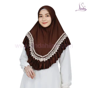 Dark Brown Lace and Ruffle Hijab – Stylish Party Scarf