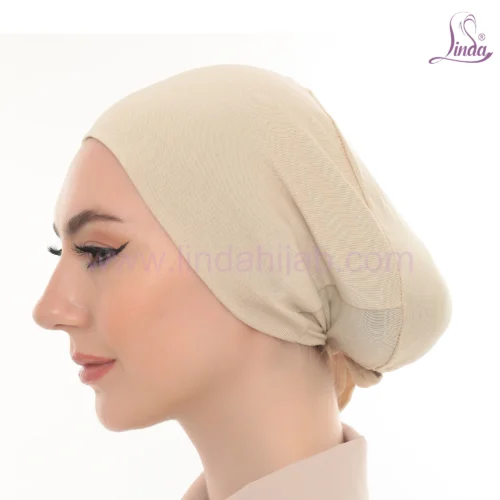 Classic Beige Jersey Bonnet Turban – Soft & Elegant Fit - Image 2