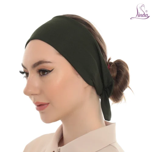 Olive Green Tie Back Turban Headband – Chic & Comfy - Image 2