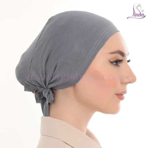 Soft Charcoal Grey Slip On Turban Cap – Modest & Chic - Image 3