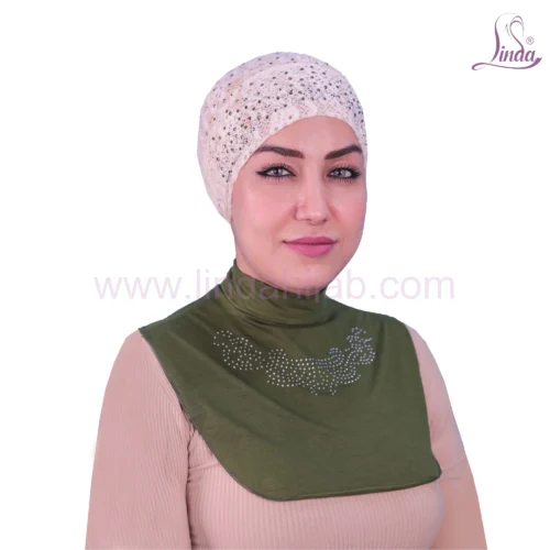 LADIES PLAIN COTTON WITH STONE NECK COVER - OLIVE - Image 1