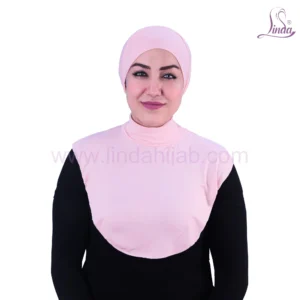 LADIES COTTON PLAINE NECK COVER & CAP - LIGHT PINK