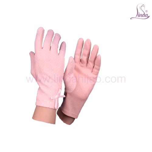 Linda Ladies Cotton Printed Gloves - Polka Dot Design - UV Protection Gloves - Image 6