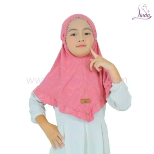 Pink Leaf Pattern Hijab for Kids – Soft, Stylish & Comfortable Wear