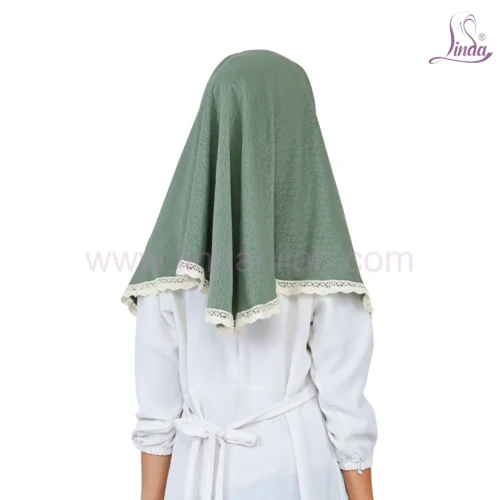 Charming Dusty Green Bow and Lace Hijab for Kids – Cute & Elegant - Image 3