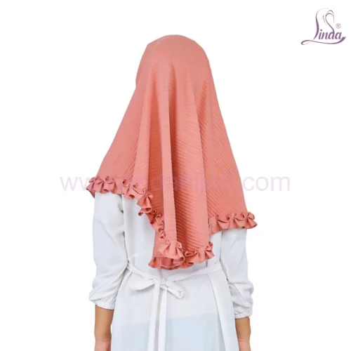 Peach Pleated Hijab for Kids – Soft & Stylish Wear - Image 3