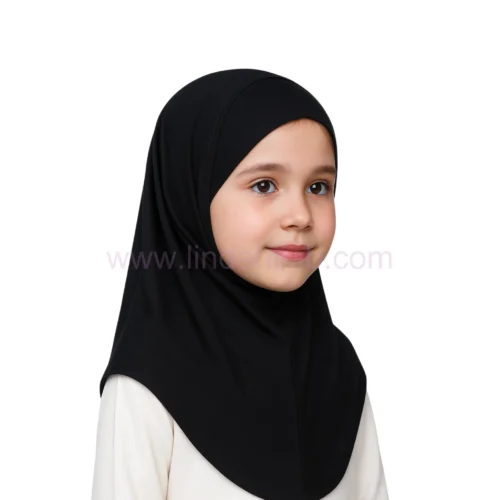 Classic Black Kids Hijab – Comfortable & Easy Wear - Image 3