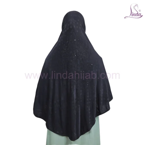 LADIES RAYON ONE PC HIJAB WITH EMBELLISHED CAP IN BLACK - Image 3